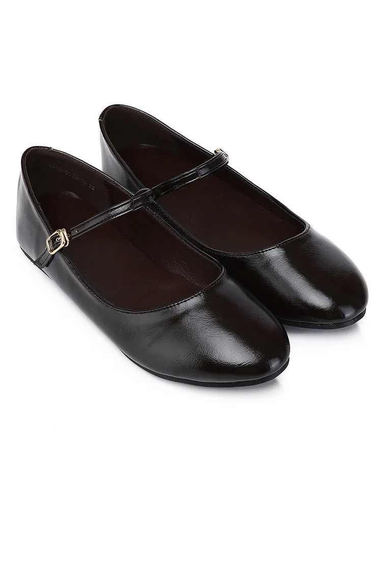 Aelia Rounded Toe Flats & Ballerina (Chocolate)
