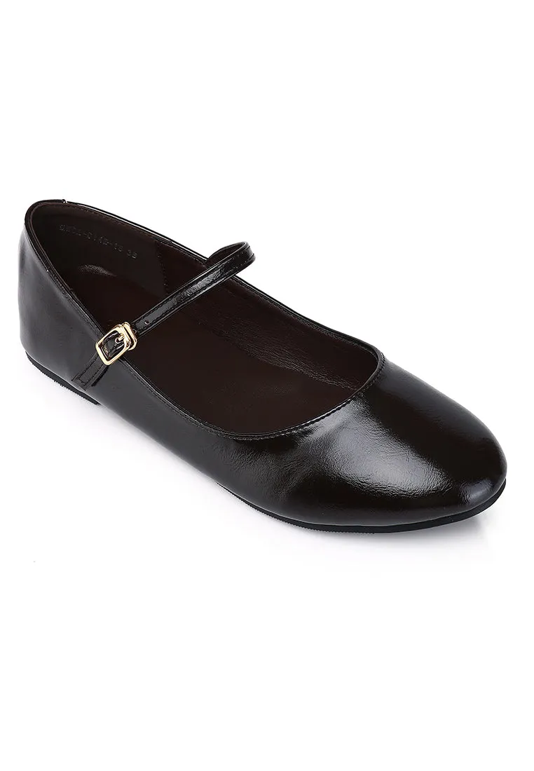 Aelia Rounded Toe Flats & Ballerina (Chocolate)