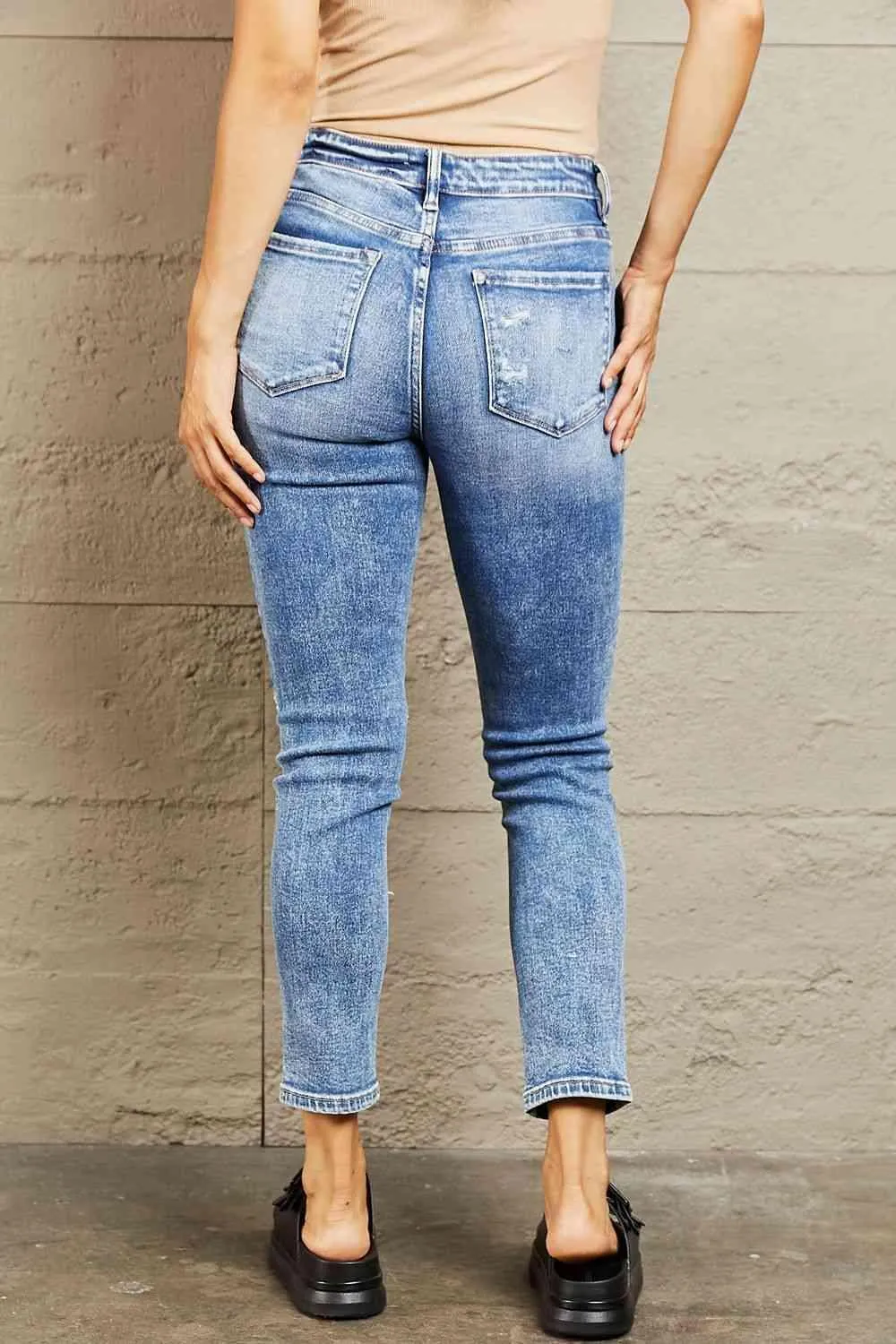 All Day Wear Cropped Ripped Skinny Jeans