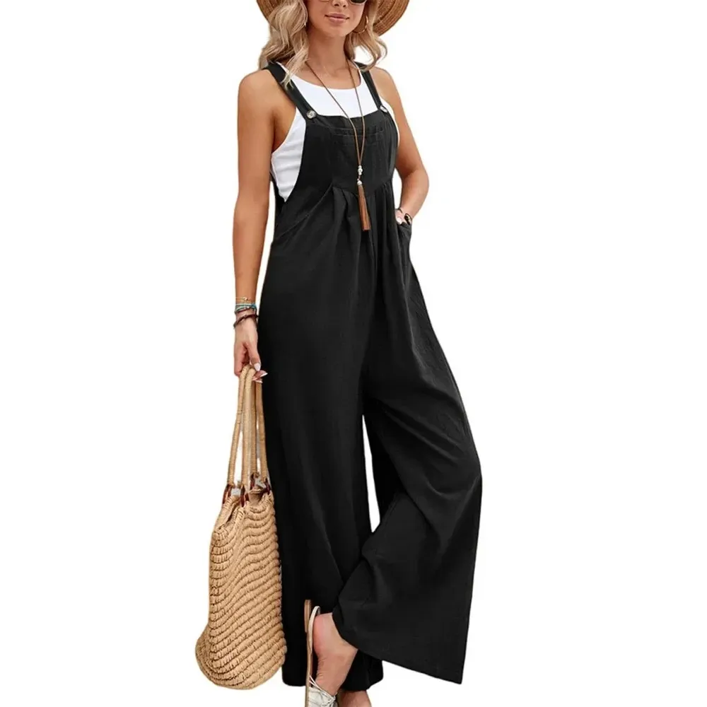 Baggy Bib-jumpsuit met wijde pijpen voor dames
