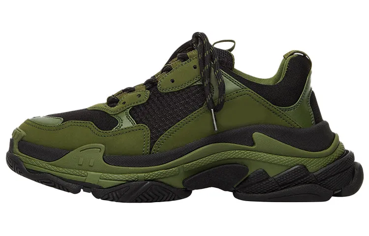Balenciaga Triple S Chunky Male Sneakers, Black/Green