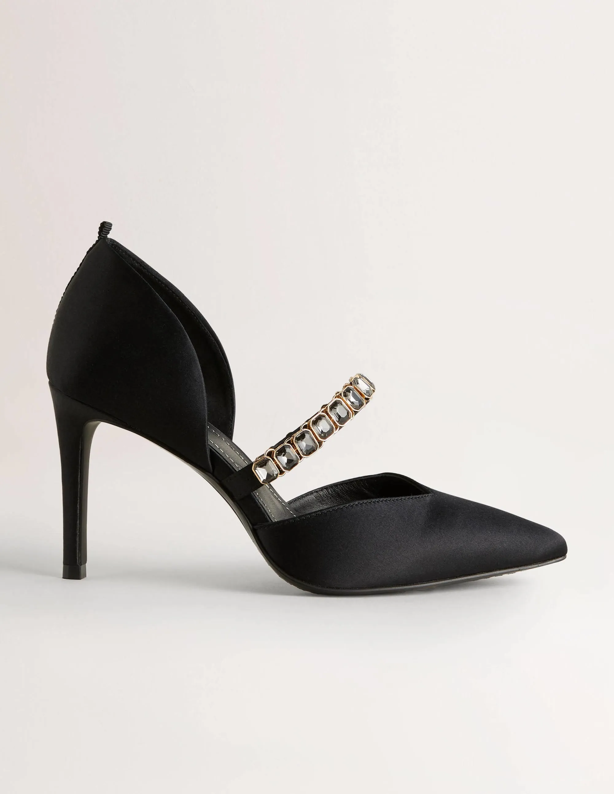 Black Crystal-Strap Heeled Courts-Black