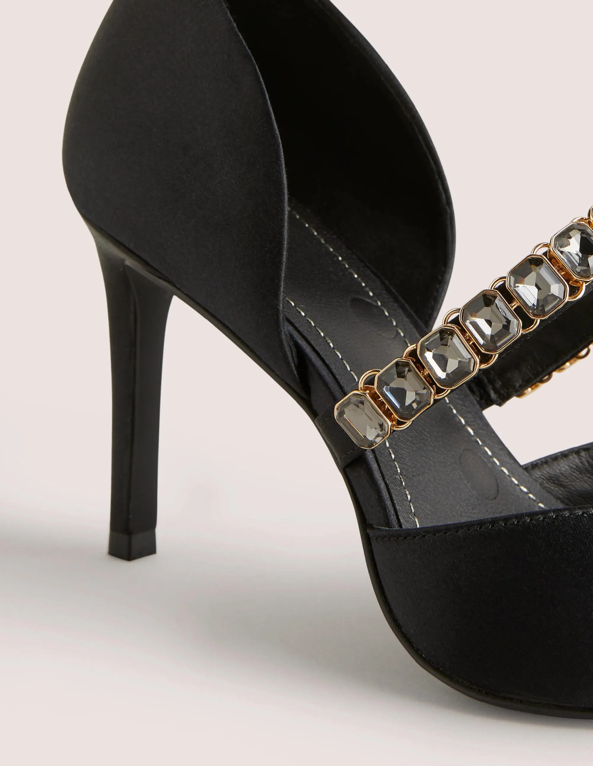 Black Crystal-Strap Heeled Courts-Black