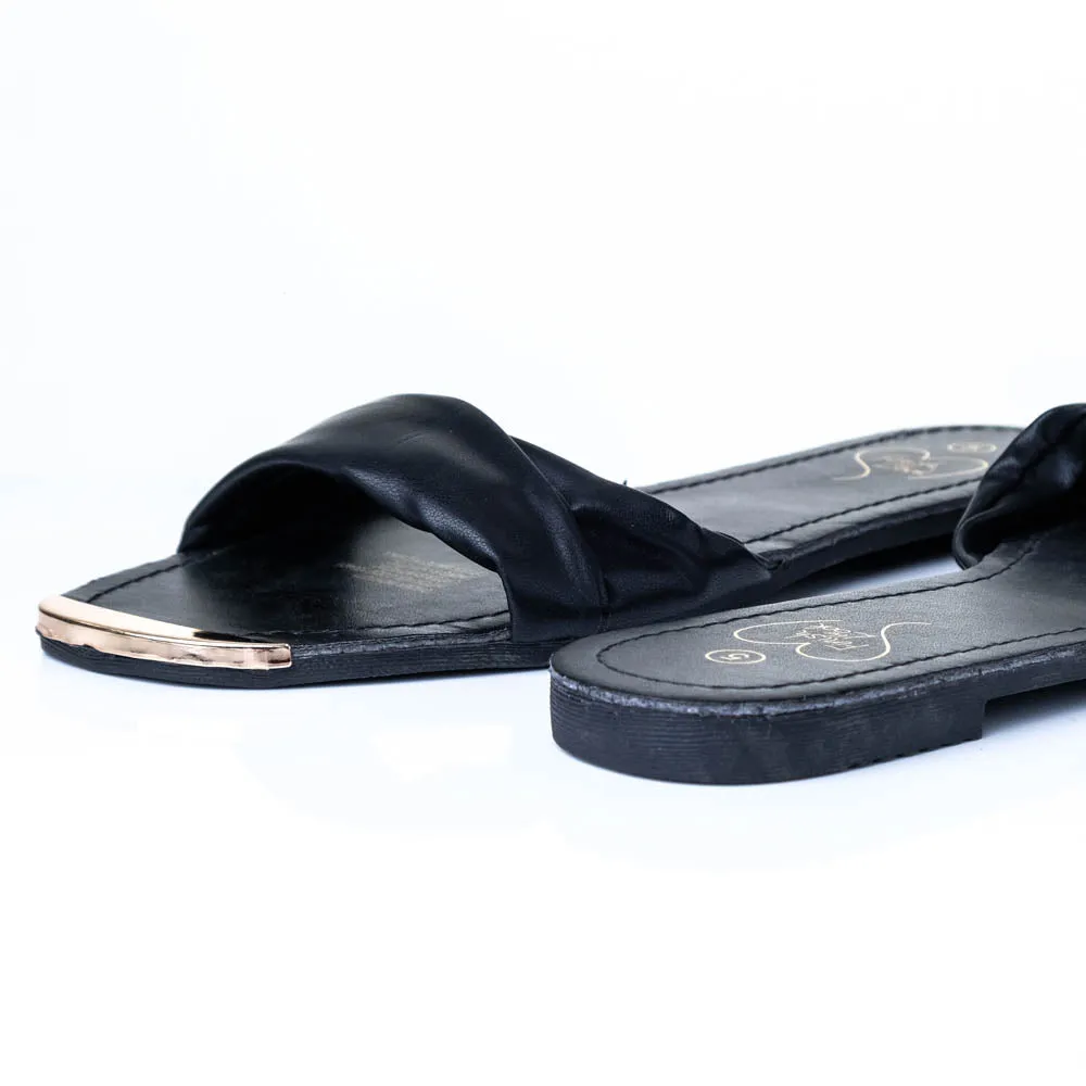 Black Toe Trim Sandals