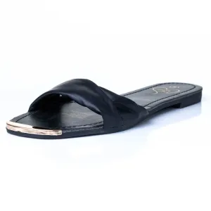 Black Toe Trim Sandals