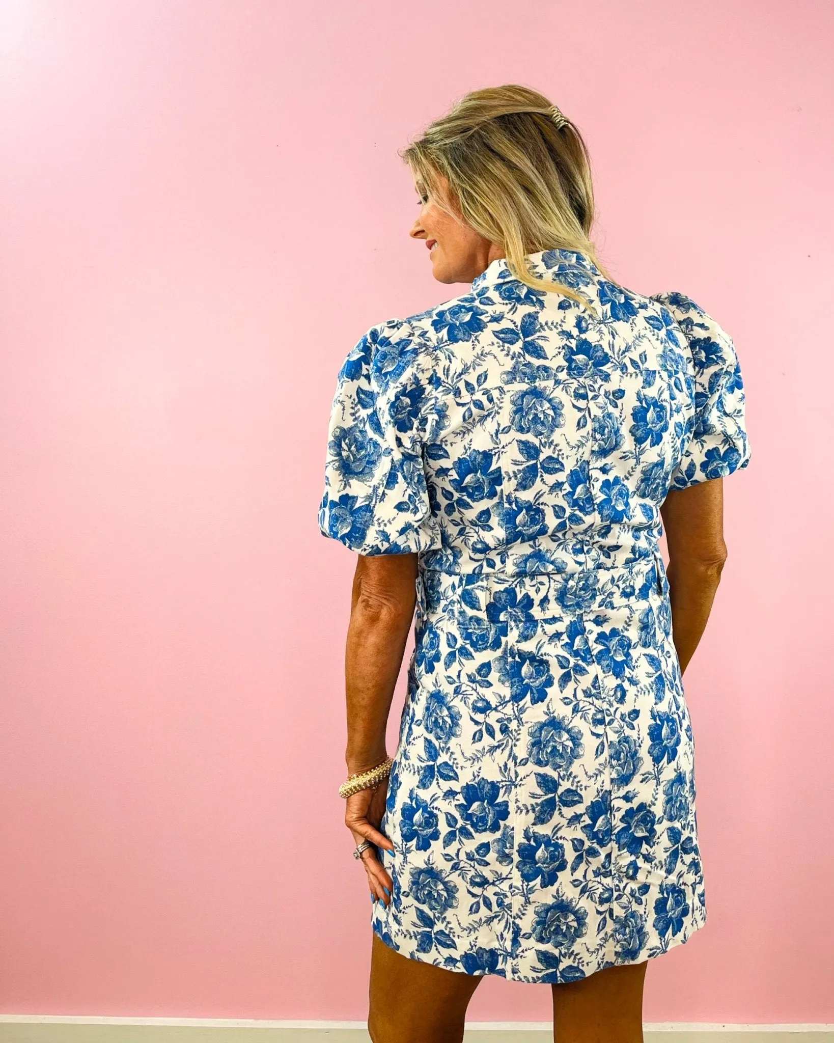 Blue Botanical Bloom Denim Dress