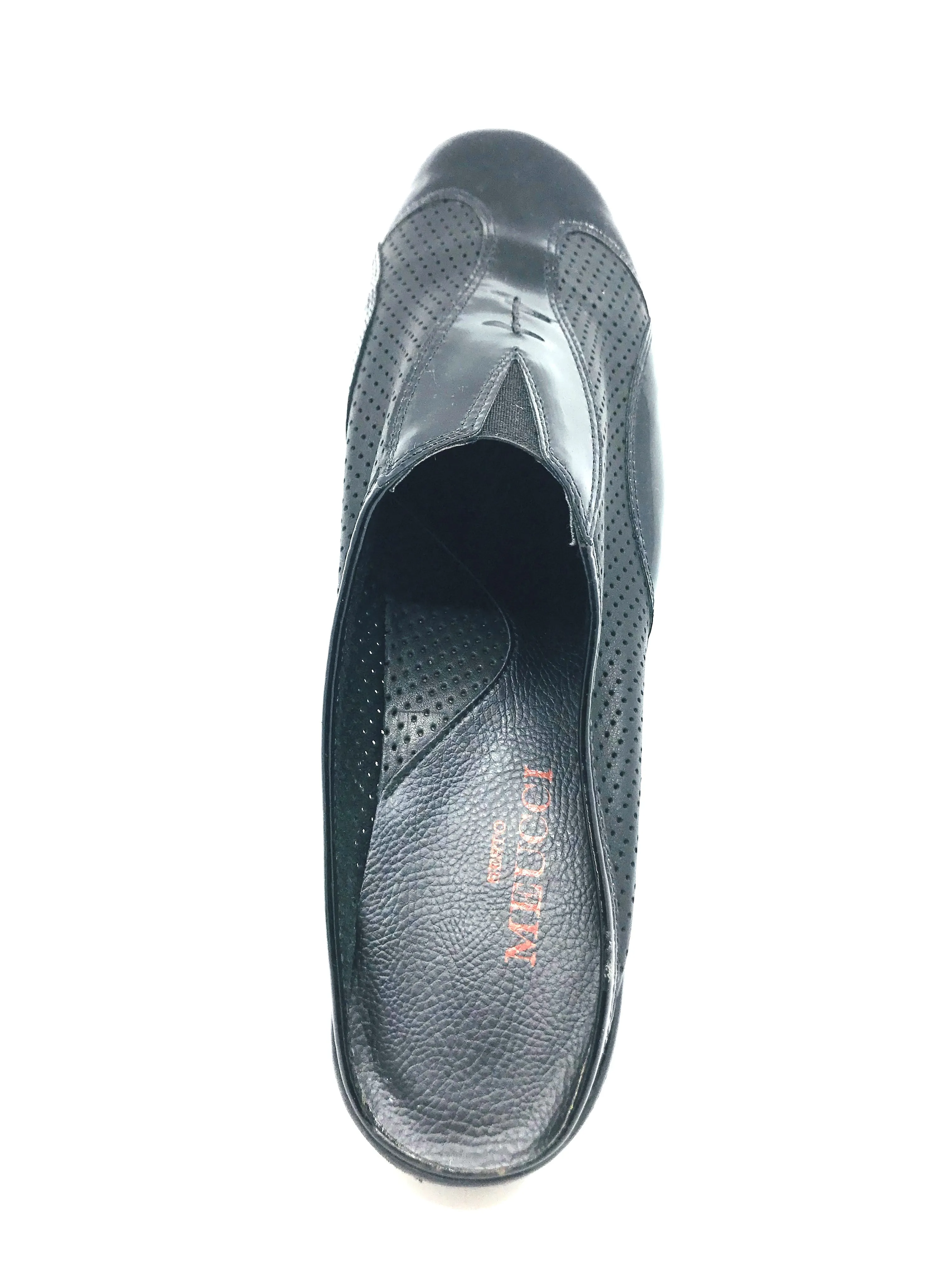 Calissa Black Leather Sesto Meucci Slide Flat