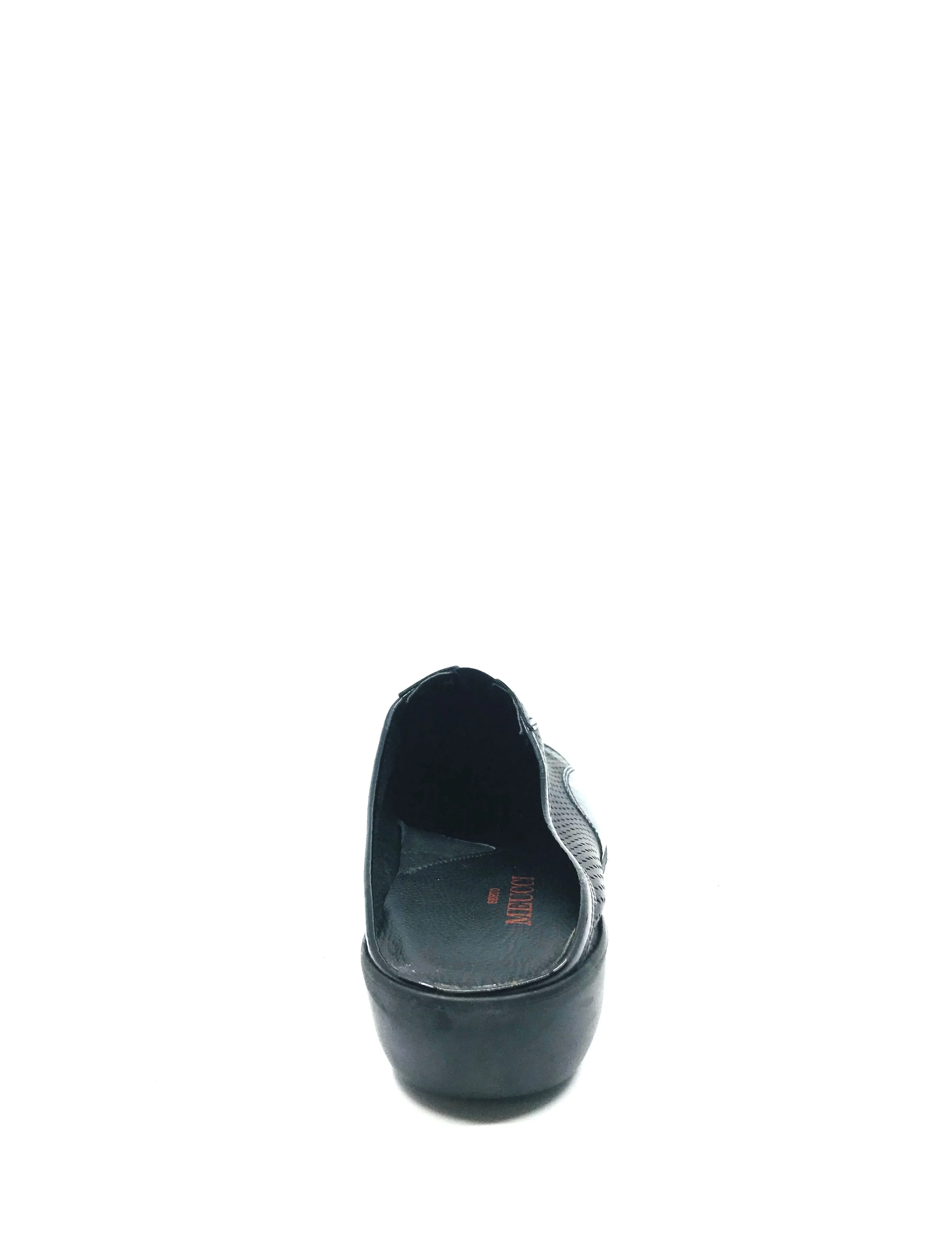 Calissa Black Leather Sesto Meucci Slide Flat
