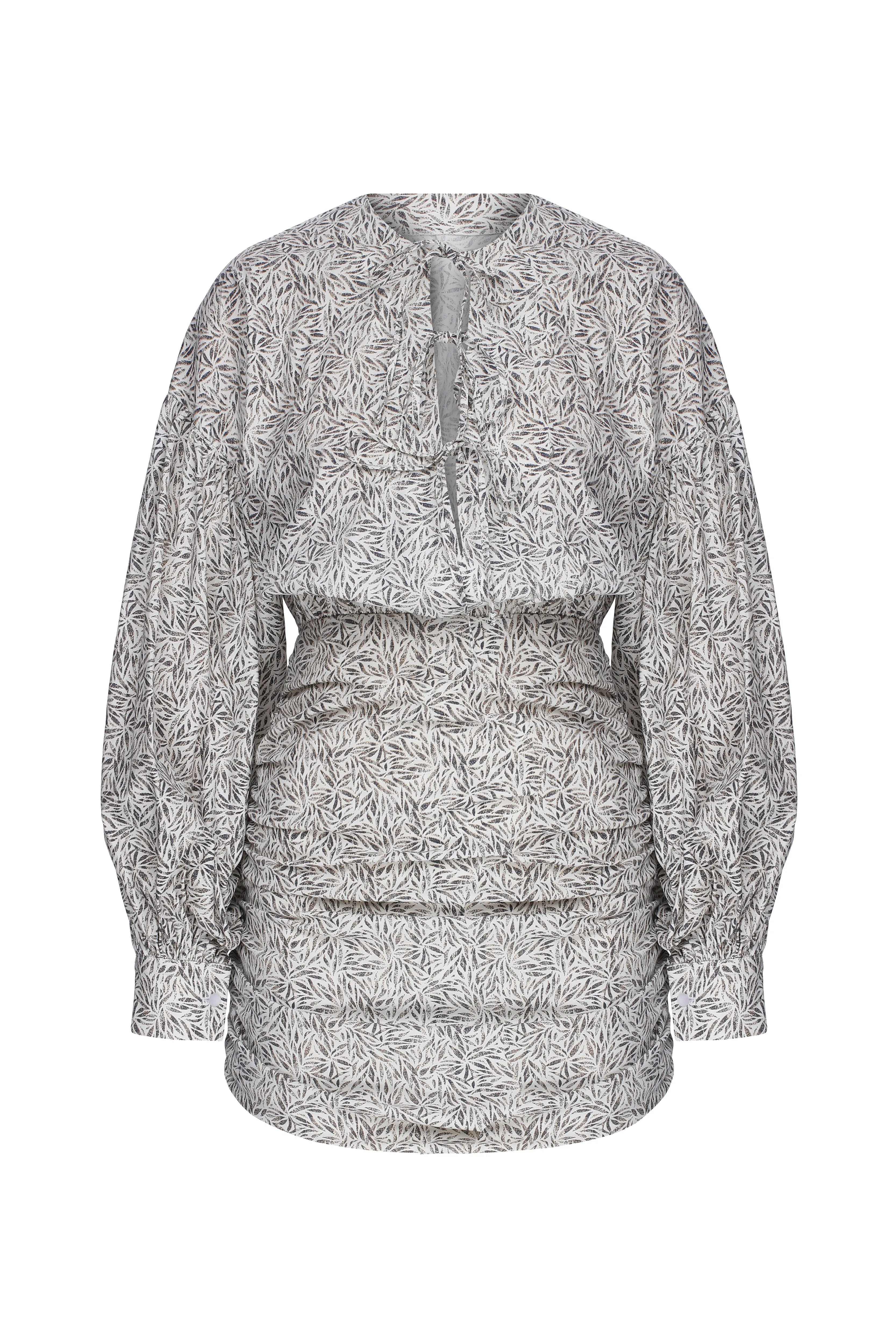 Carlotte Printed Poplin Mini Dress in White