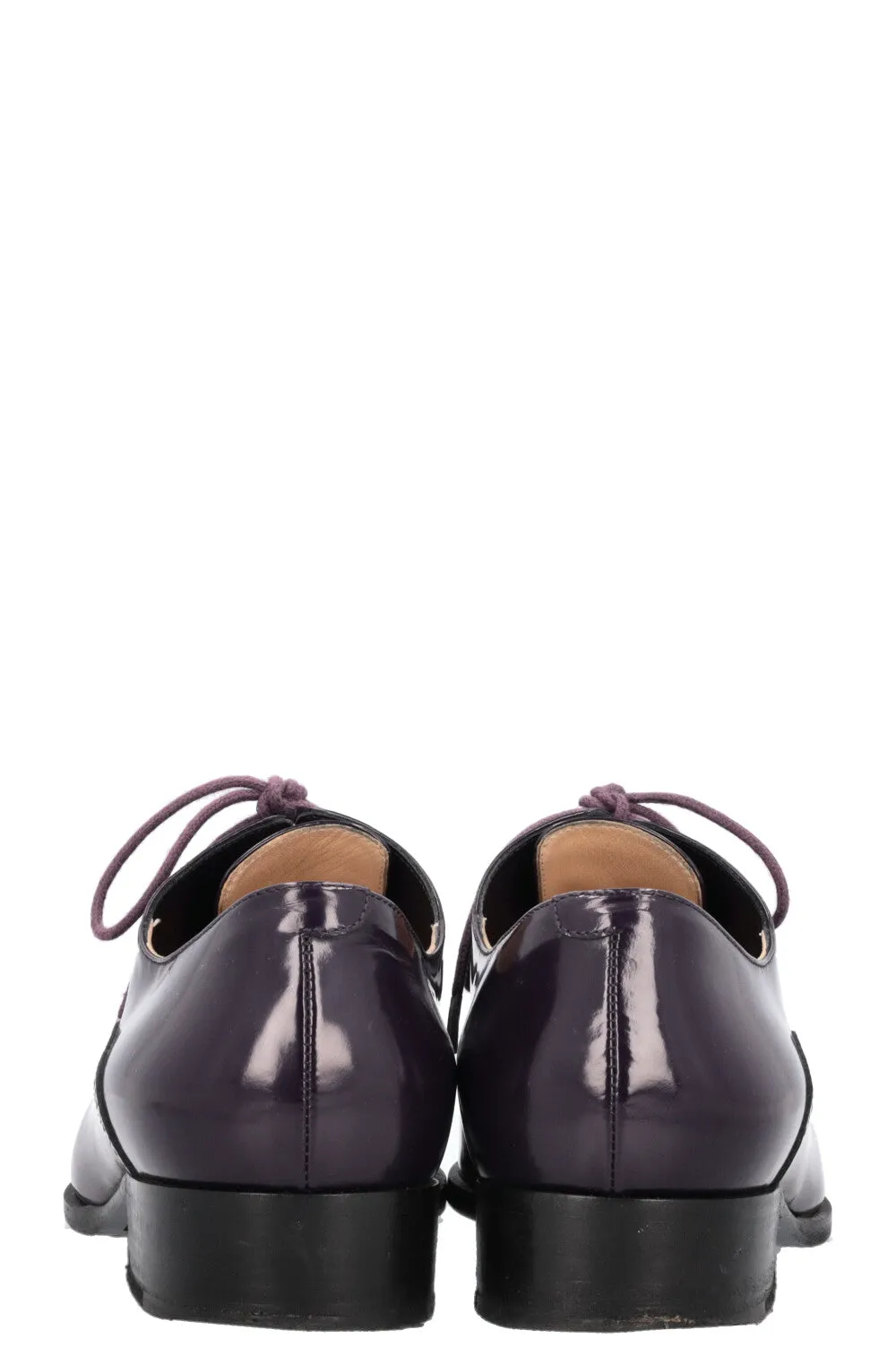CHANEL Flats Leather Purple