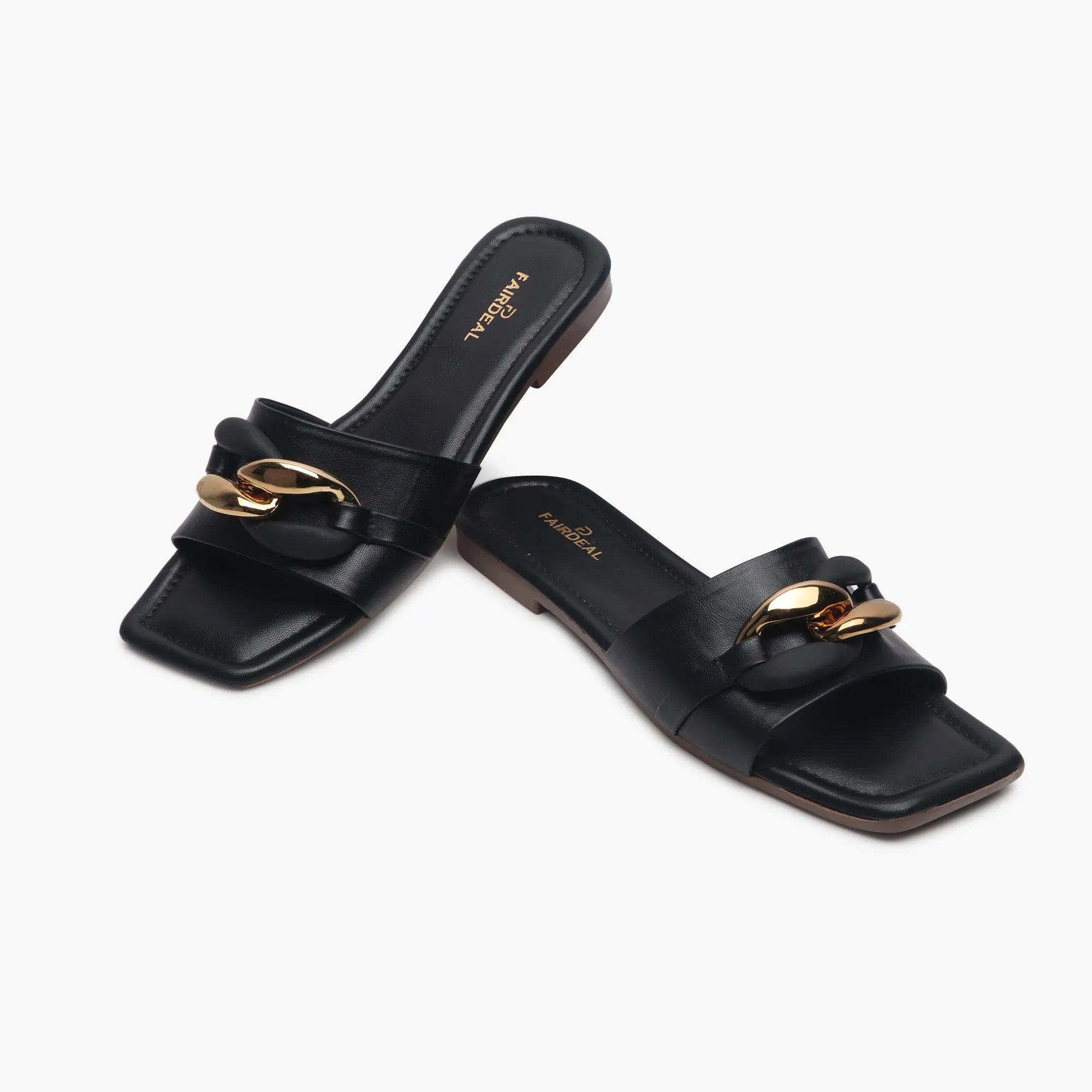 Chunky Chain Buckle Flats