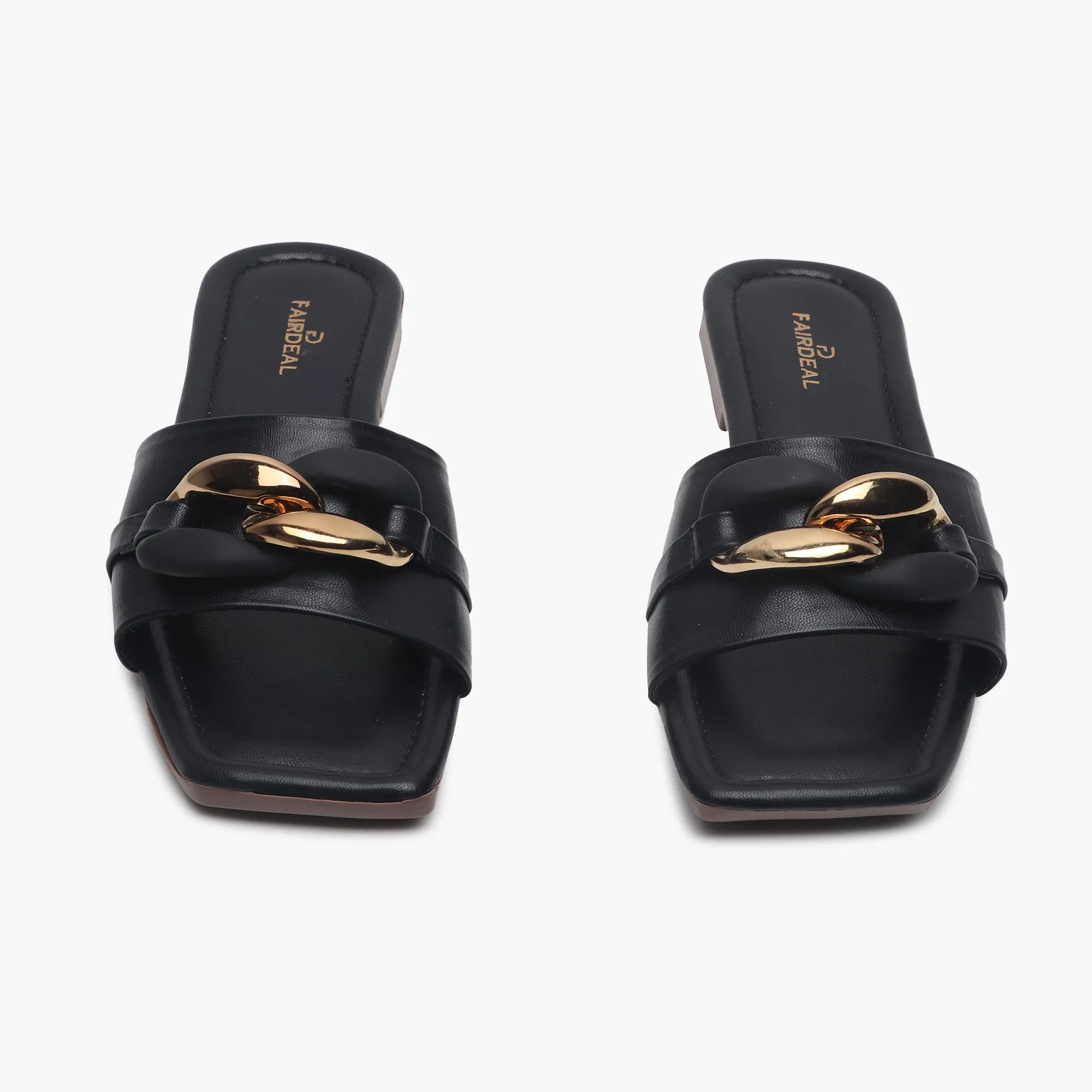 Chunky Chain Buckle Flats