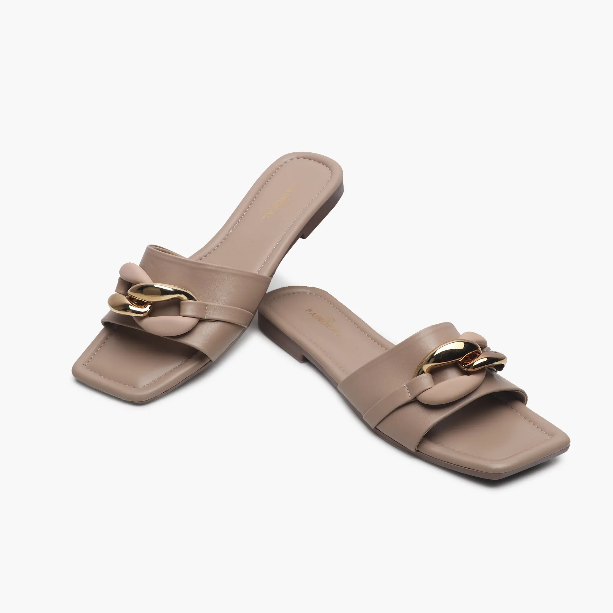 Chunky Chain Buckle Flats
