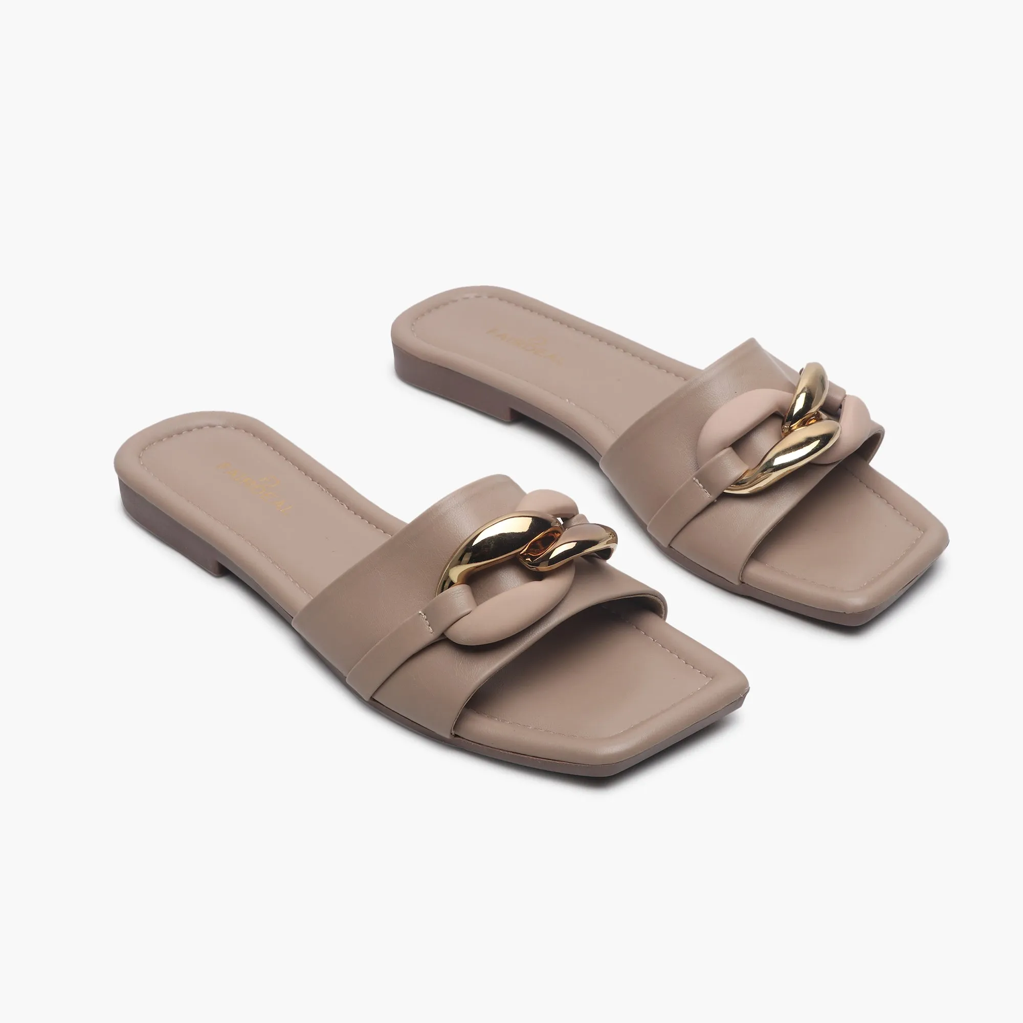 Chunky Chain Buckle Flats