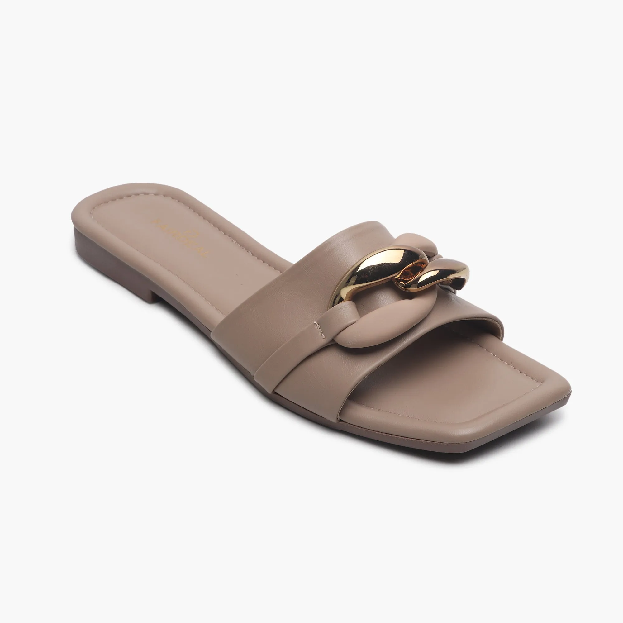 Chunky Chain Buckle Flats