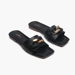 Chunky Chain Buckle Flats