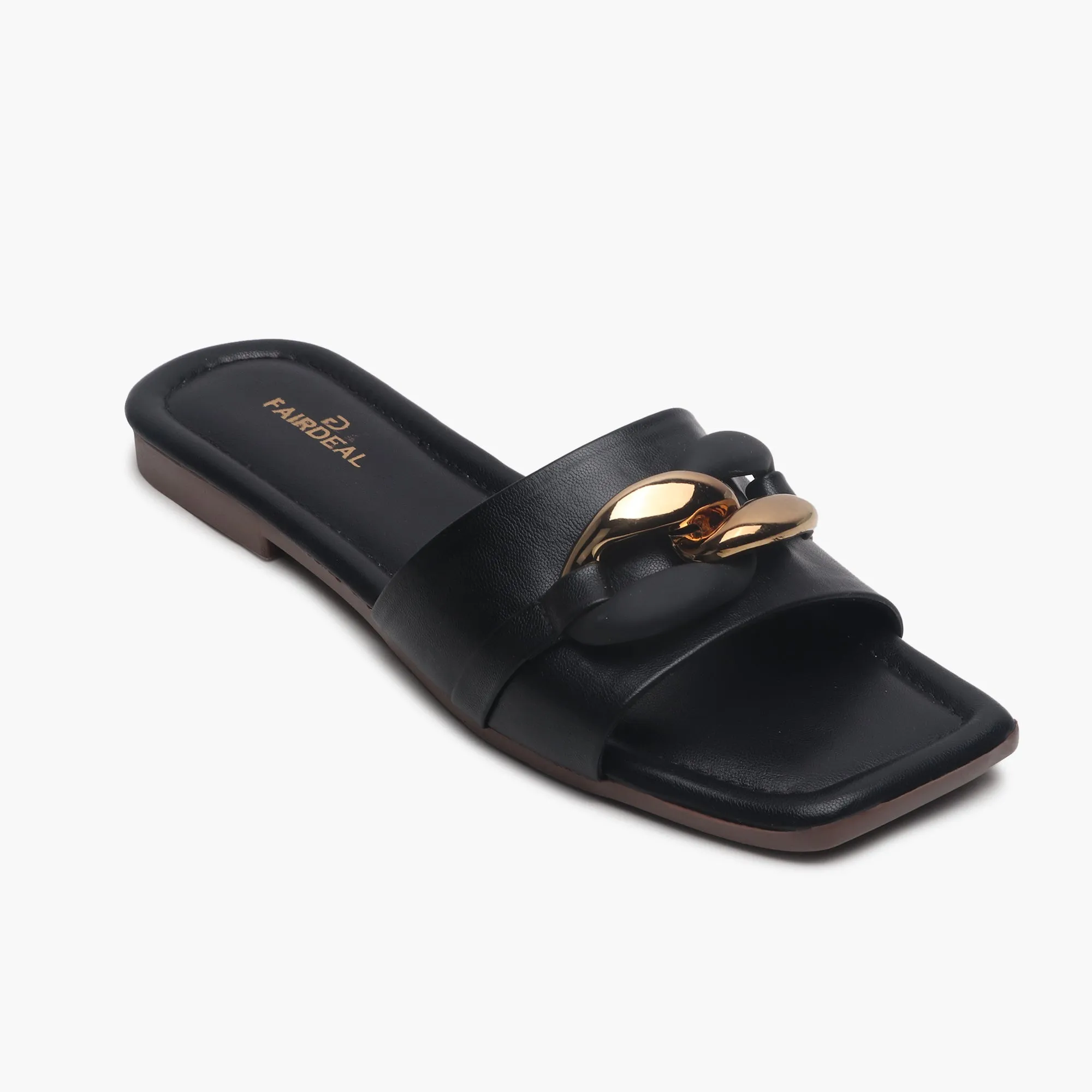 Chunky Chain Buckle Flats