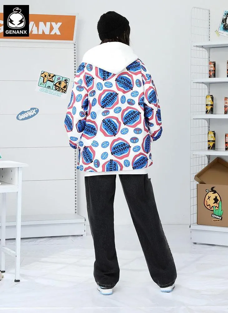 Color Block Lip Print Shirt Jacket