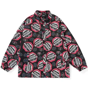 Color Block Lip Print Shirt Jacket