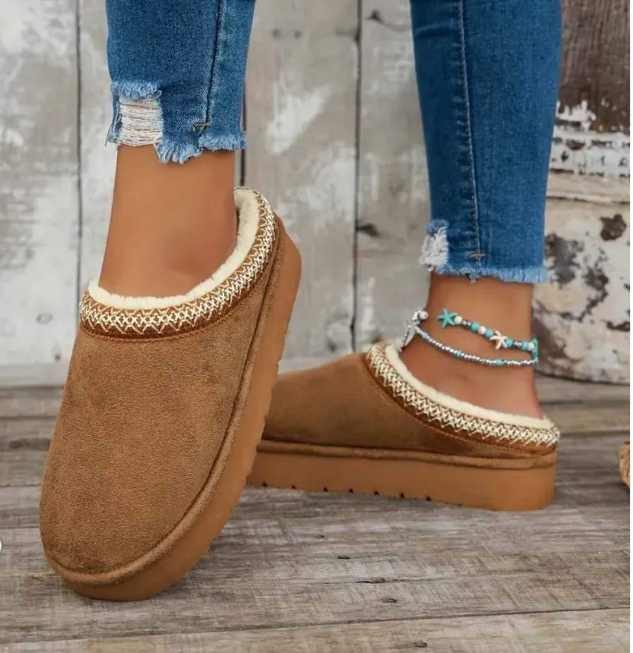 Comfort Style Platform Shoes - Brown