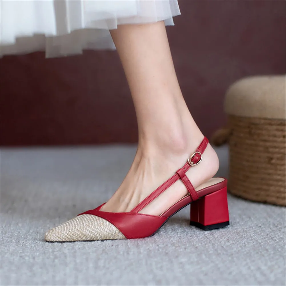 Elegant Patchwork Genuine Leather Sandals
