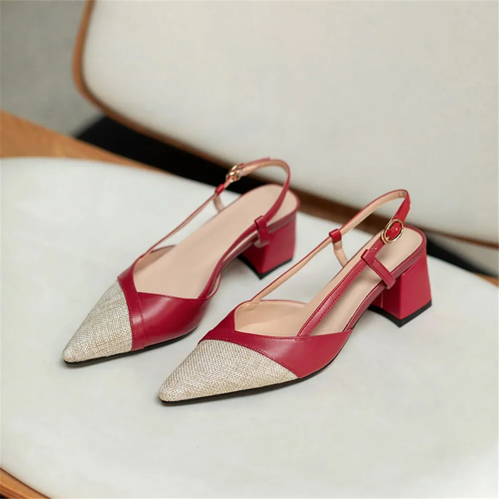 Elegant Patchwork Genuine Leather Sandals