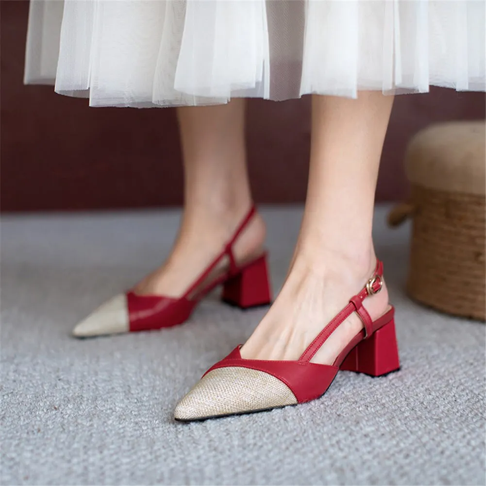 Elegant Patchwork Genuine Leather Sandals