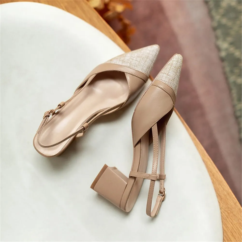 Elegant Patchwork Genuine Leather Sandals