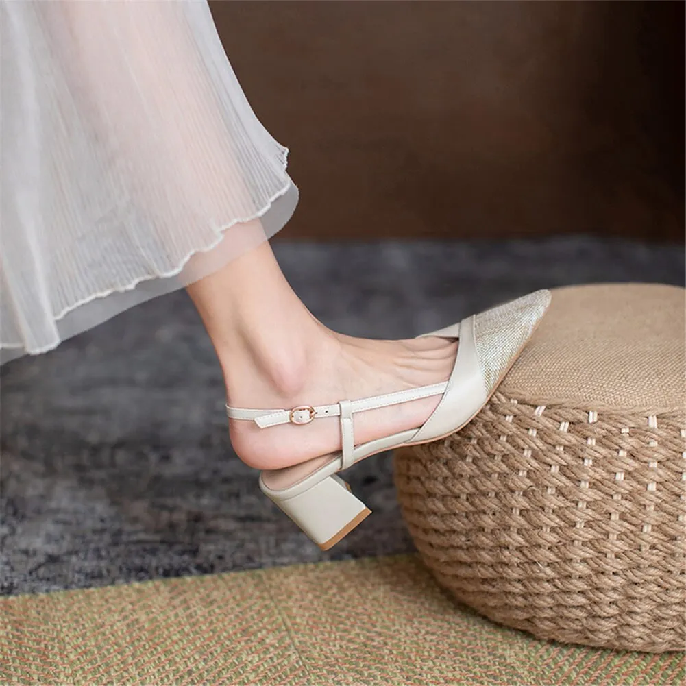 Elegant Patchwork Genuine Leather Sandals