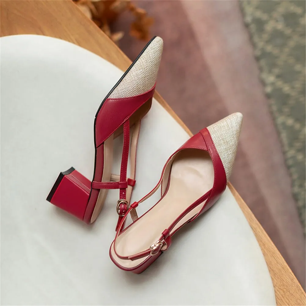 Elegant Patchwork Genuine Leather Sandals