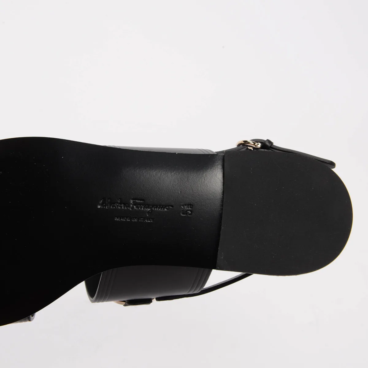 Ferragamo Black Calfskin Chaim Sandals 5.5