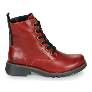 Fly London Ankle Boot Ragi RED Soft Leather Military Style Lace Boot