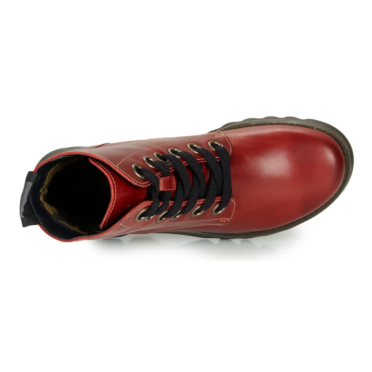 Fly London Ankle Boot Ragi RED Soft Leather Military Style Lace Boot