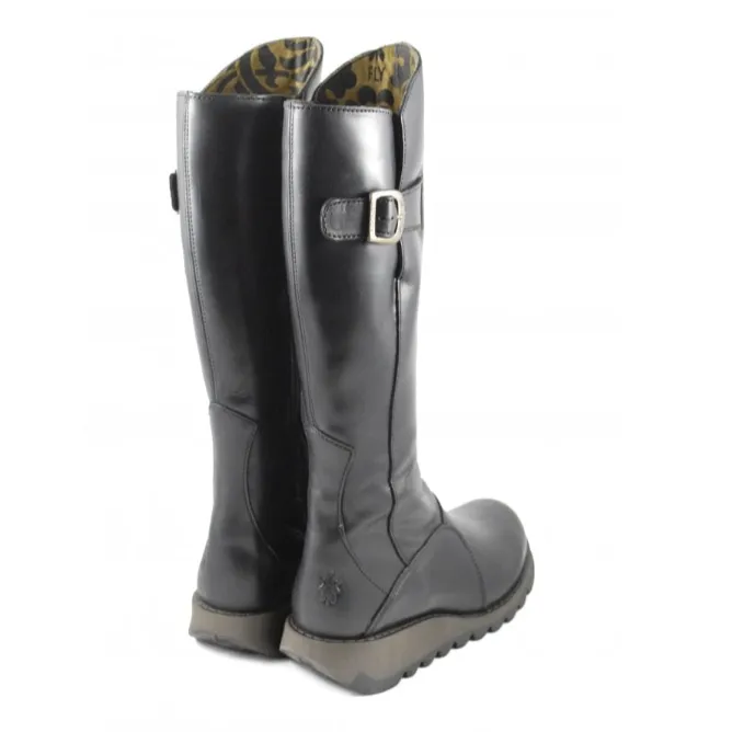 Fly London Long Boot MOL 2 Black Leather