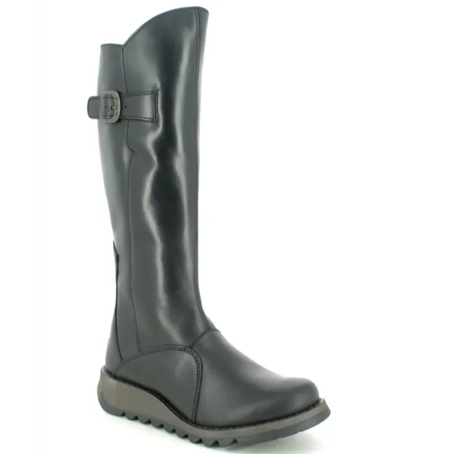 Fly London Long Boot MOL 2 Black Leather