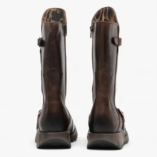 FLY London Mid Calf Boot Mes 2 Brown Leather