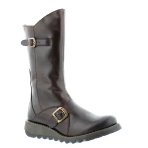 FLY London Mid Calf Boot Mes 2 Brown Leather