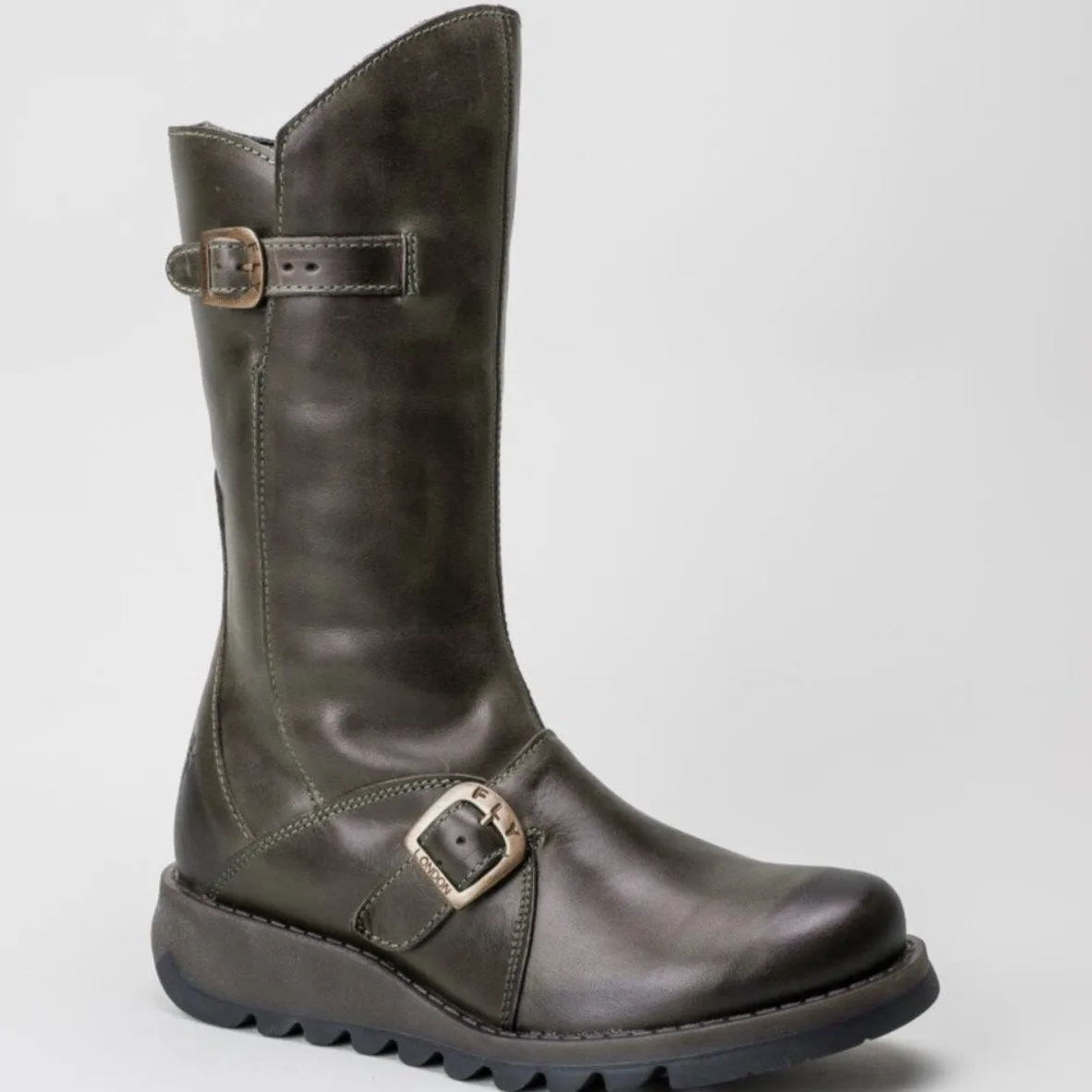 FLY London Mid Calf Boot Mes 2 Brown Leather