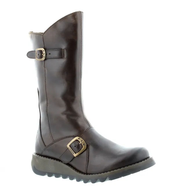 FLY London Mid Calf Boot Mes 2 Brown Leather