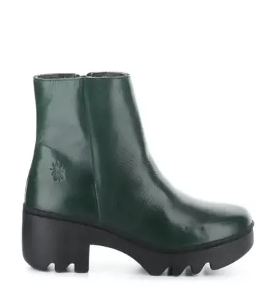 Fly London Toor  Leather Chunky Sole Zip Ankle Boot TOOR RED
