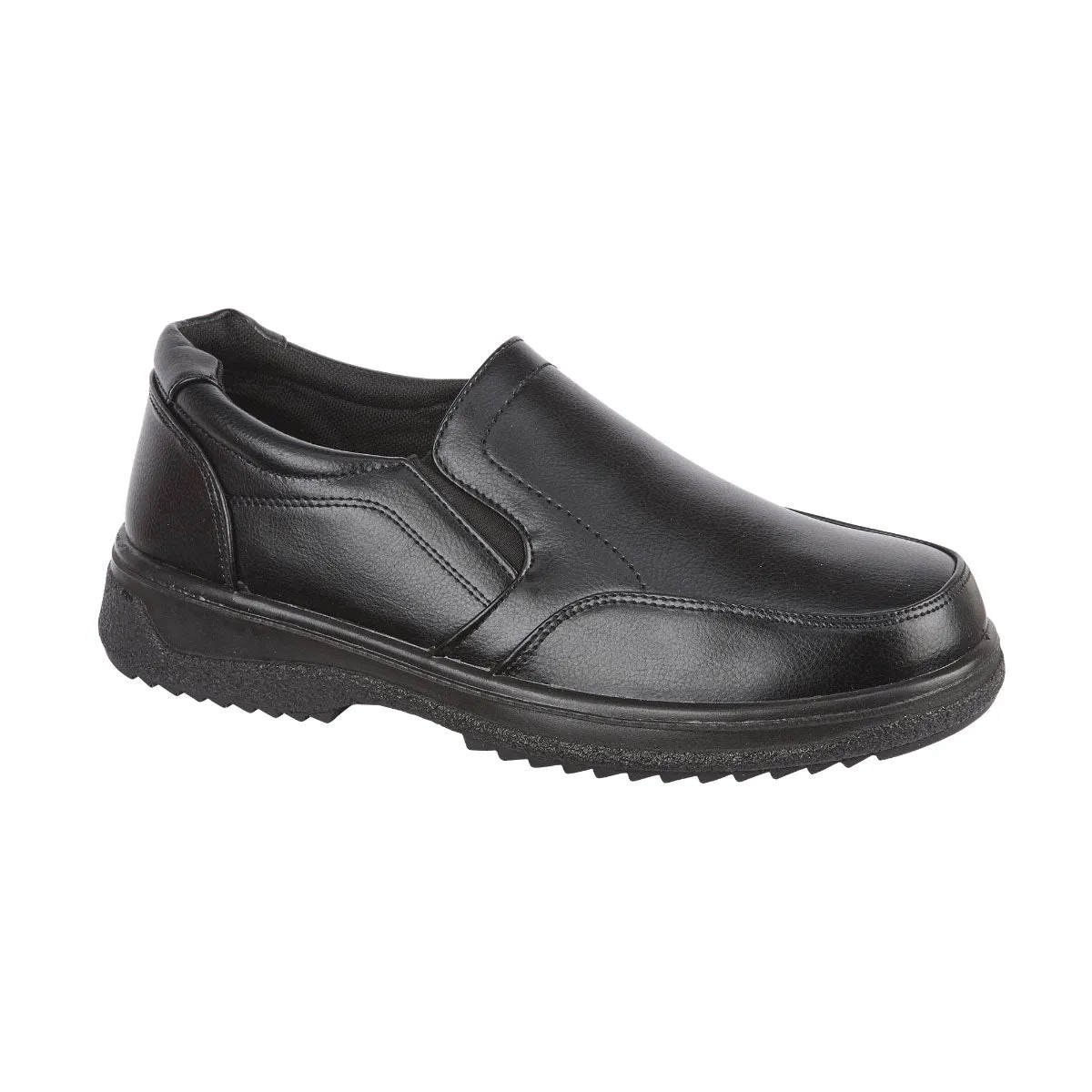 Graham Men Stylish Black Twin Gusset Slip-On Shoes