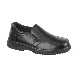 Graham Men Stylish Black Twin Gusset Slip-On Shoes