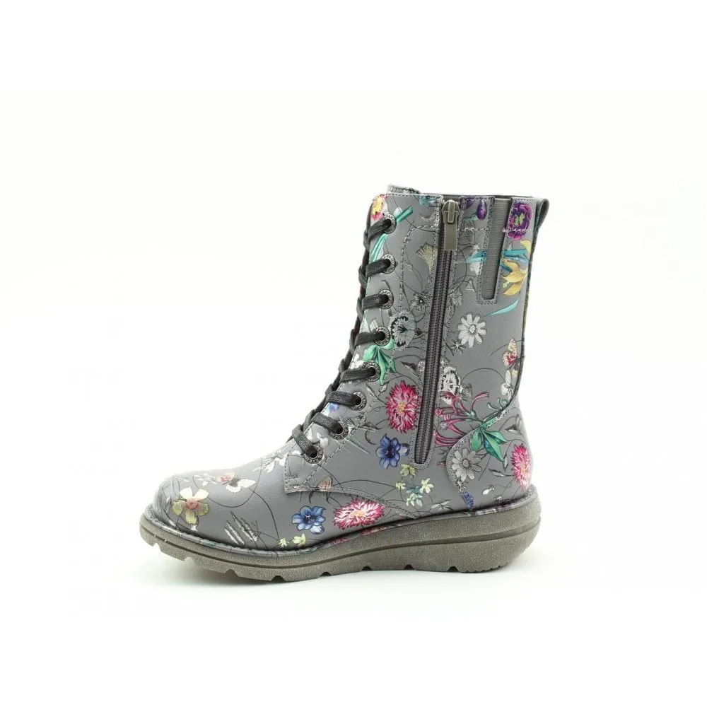 Heavenly Feet Ankle Boot Martina GREY FANTASY with lace and zip