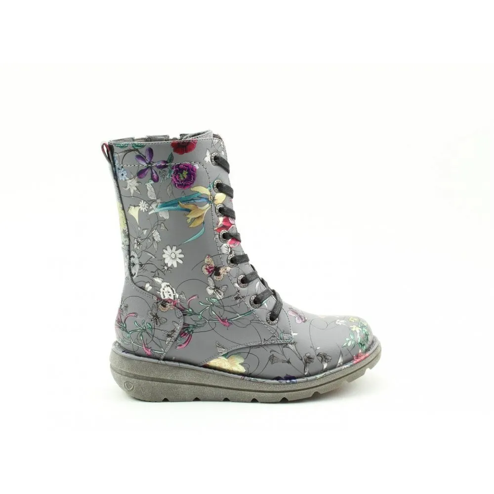 Heavenly Feet Ankle Boot Martina GREY FANTASY with lace and zip
