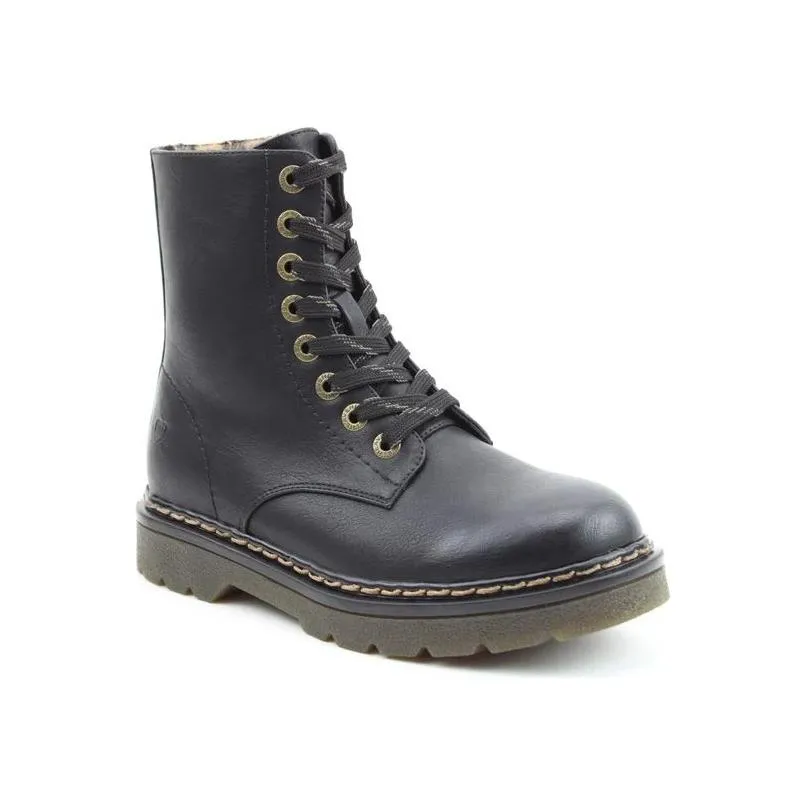 Heavenly Feet Ankle Boot with lace and zip Justina BLACK SMOOTH