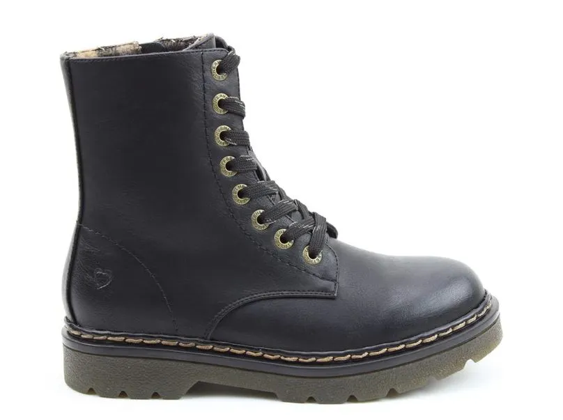 Heavenly Feet Ankle Boot with lace and zip Justina BLACK SMOOTH