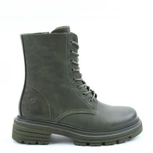 Heavenly Feet Delilah KHAKI Vegan Friendly Lace Up Boot with Zip
