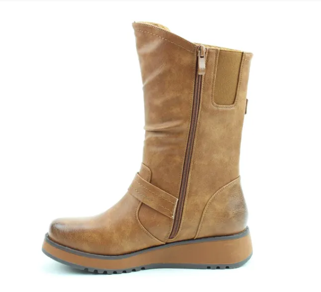 Heavenly Feet Hannah  TAN Mid Calf Vegan Friendly Boot