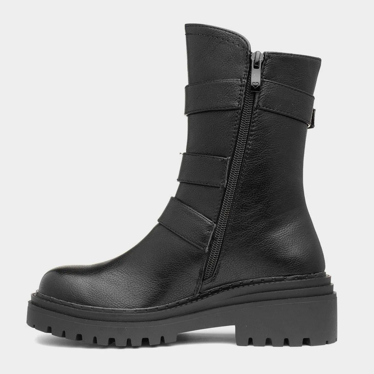 Heavenly Feet Jacqui Black Vegan Friendly Buckle Biker style boot