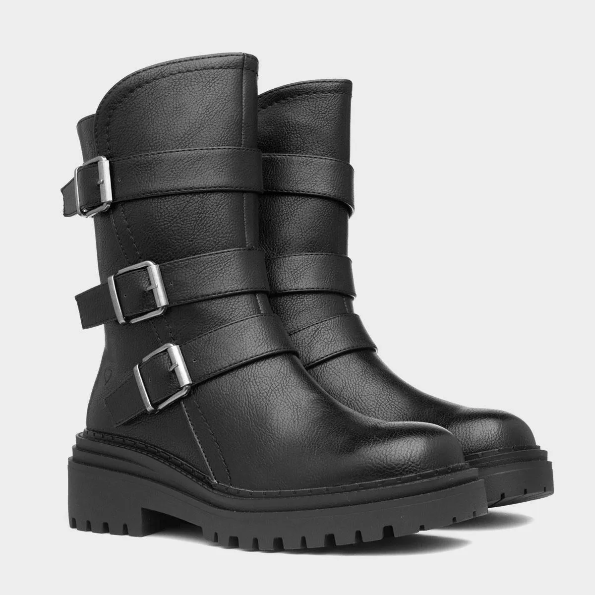 Heavenly Feet Jacqui Black Vegan Friendly Buckle Biker style boot